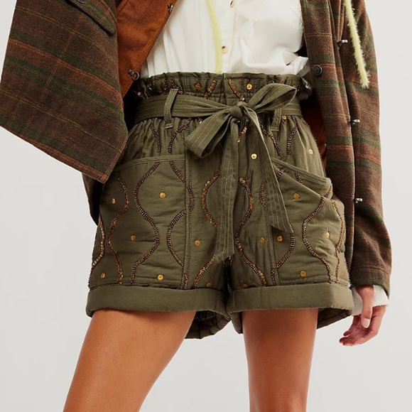 NWT Free People All About It Quilted Shorts XL